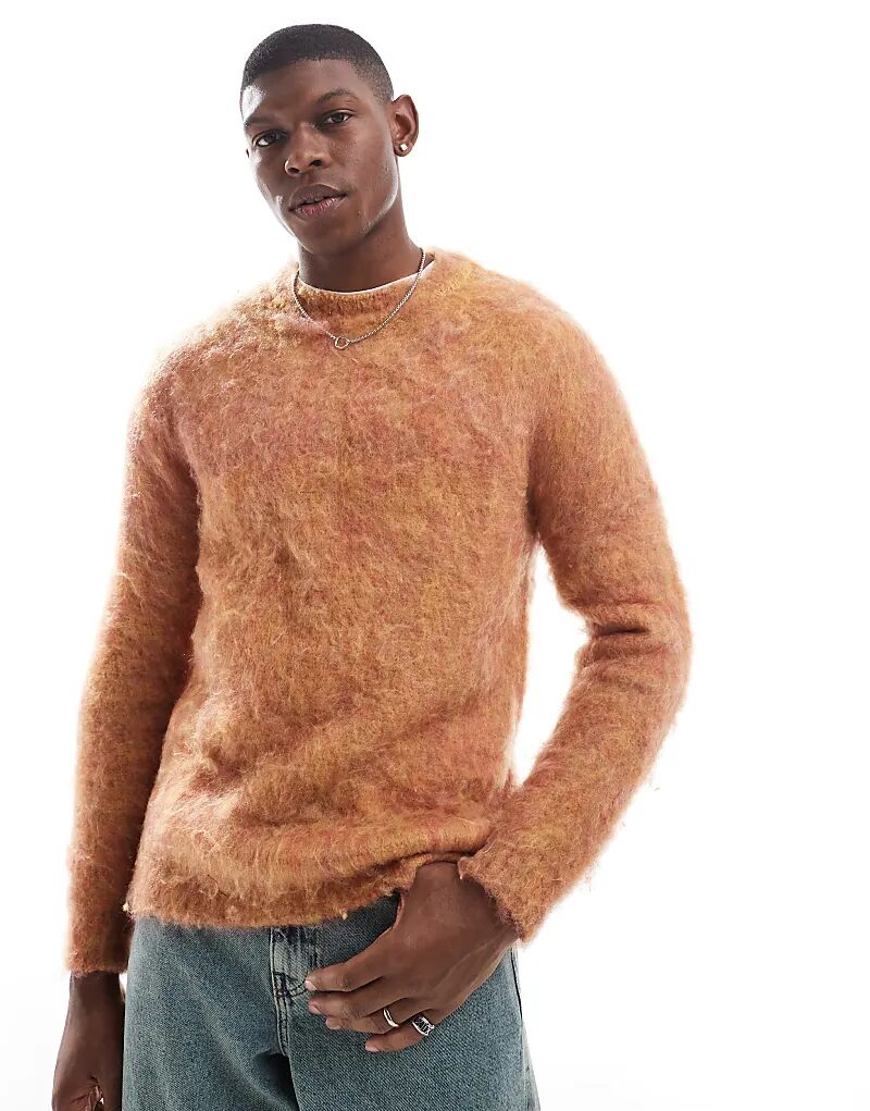 

Вязаный пушистый джемпер оранжевого цвета ASOS DESIGN