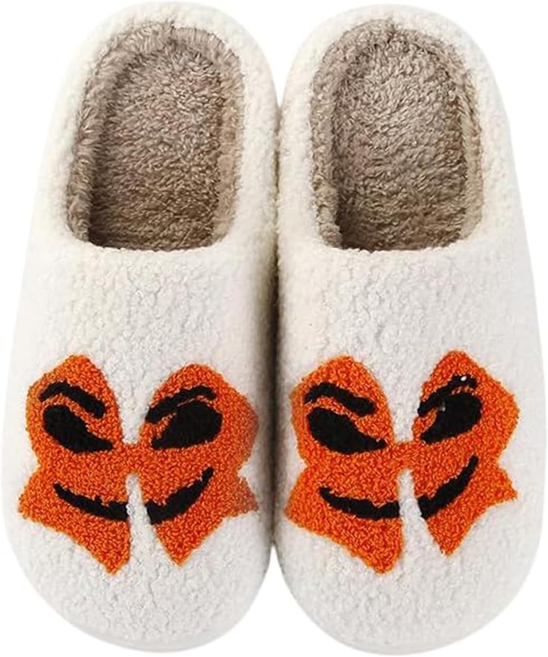 

Женские и мужские домашние тапочки Ретро Уютные Теплые Плюшевые Слипоны с Памятью Фоам для Дома Зимой, для улицы и дома Wiretran, Pumpkin Bow