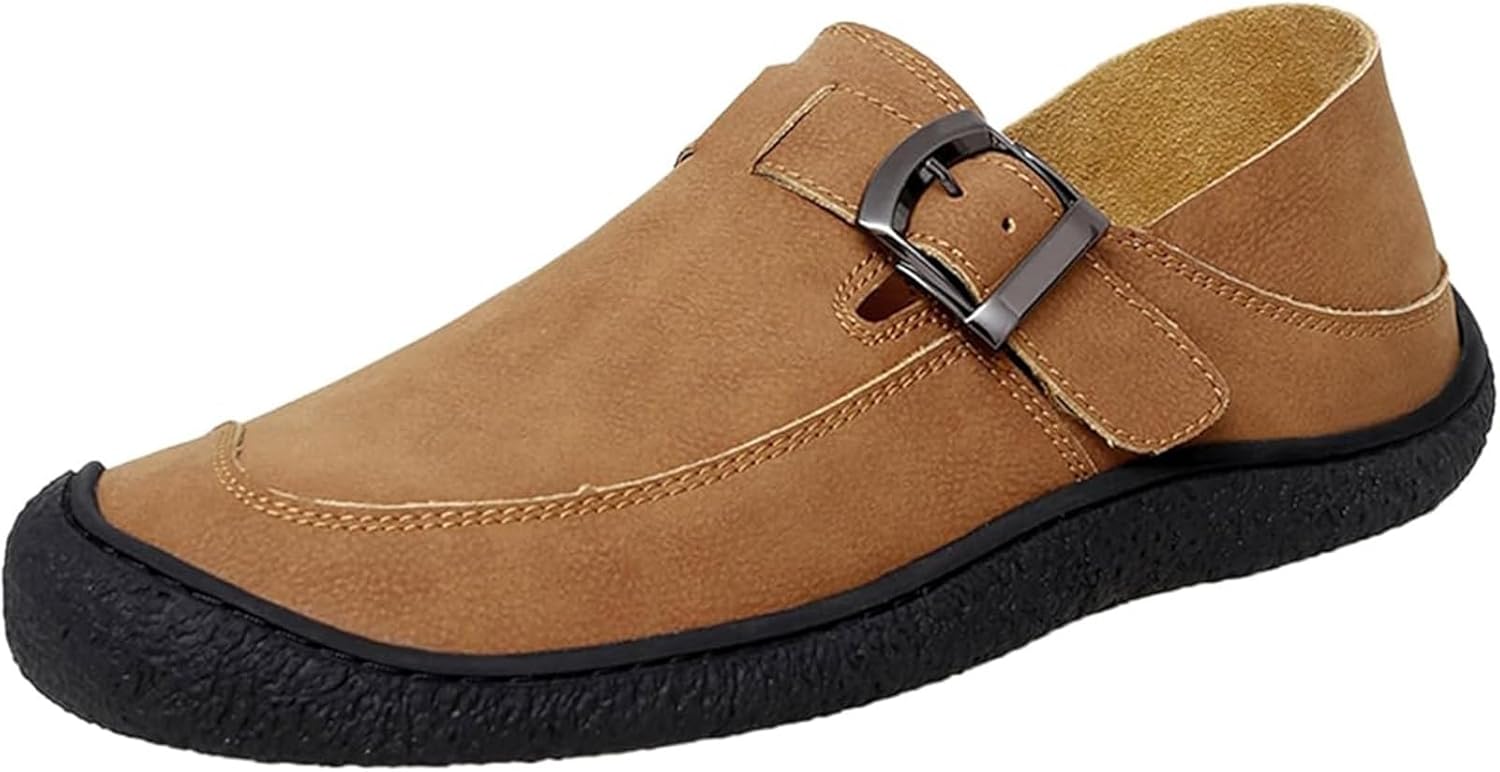 

Мужские лоферы из натуральной кожи, комфортные, с круглым носком, для повседневного ношения и вождения Xinduoyu, коричневый