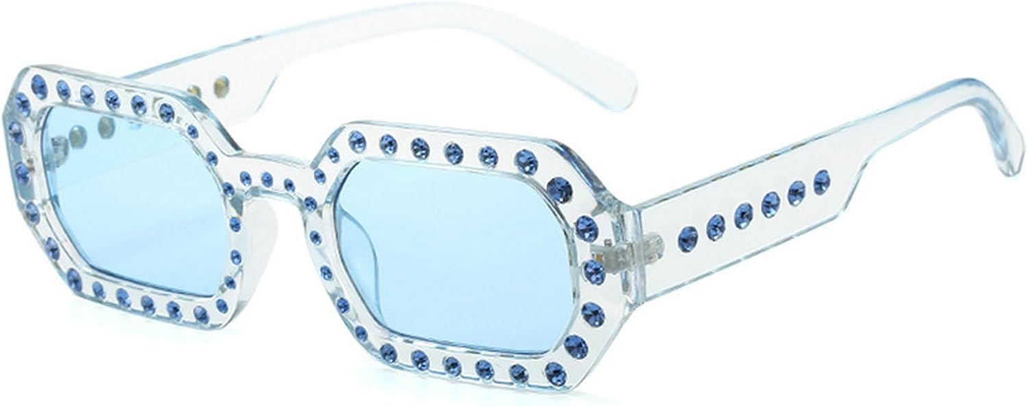 

Роскошные прямоугольные солнцезащитные очки в стиле панк с бриллиантами, модные солнцезащитные очки для женщин и мужчин, градиентные солнцезащитные очки в стиле ретро с защитой от УФ-излучения UV400 Melrose, Blue