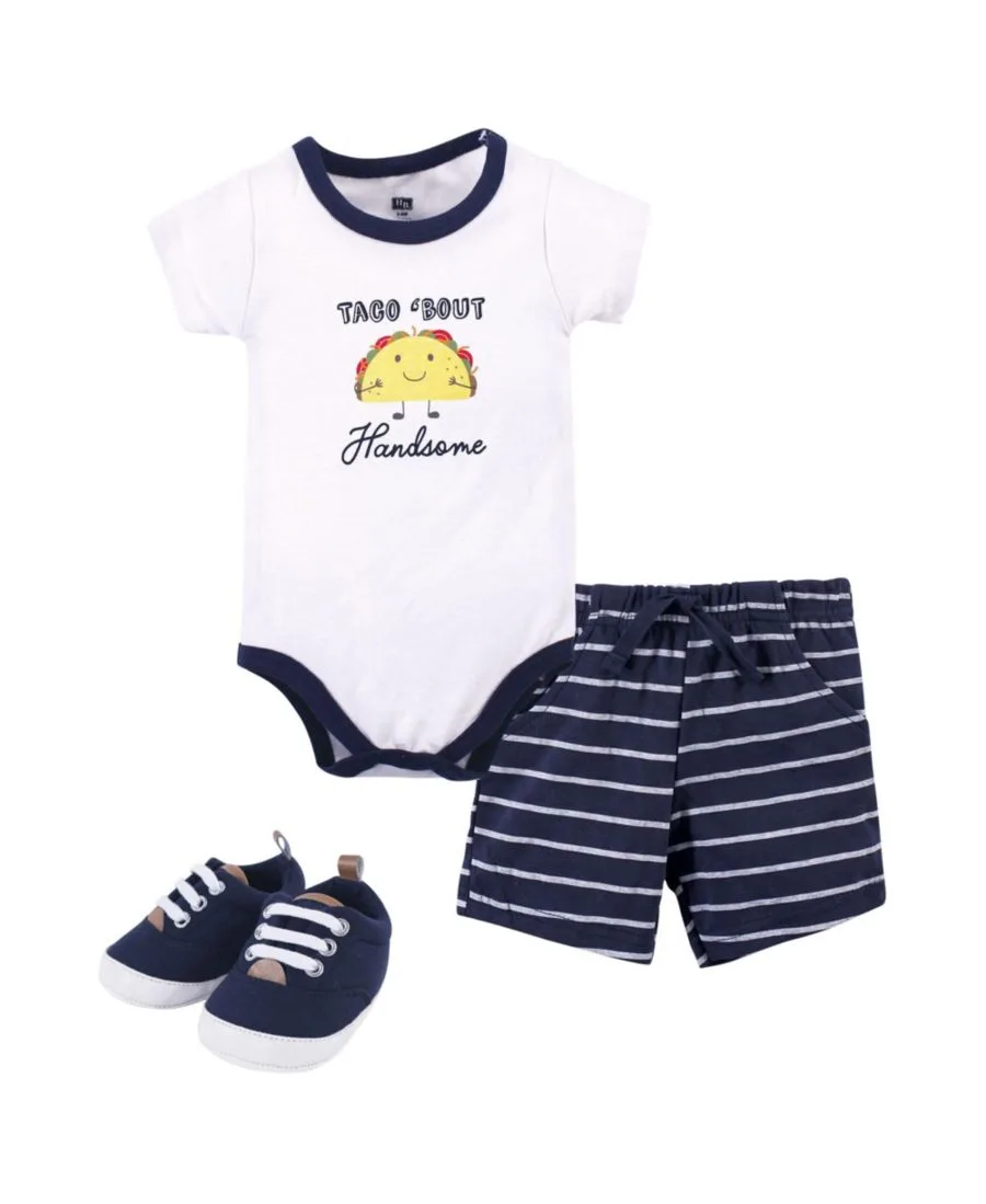 Хлопковый боди, шорты и комплект обуви Hudson Baby, Handsome Taco