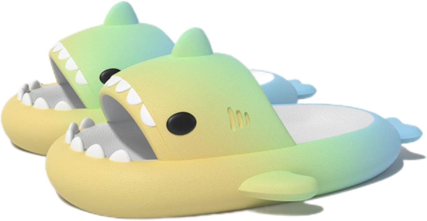 

Шлепанцы с акулой для женщин и мужчин, шлепанцы Cloud Shark, противоскользящие шлепанцы с открытым носком, супер мягкие шлепанцы с открытым носком для душа Generic, синий/желтый/бирюзовый