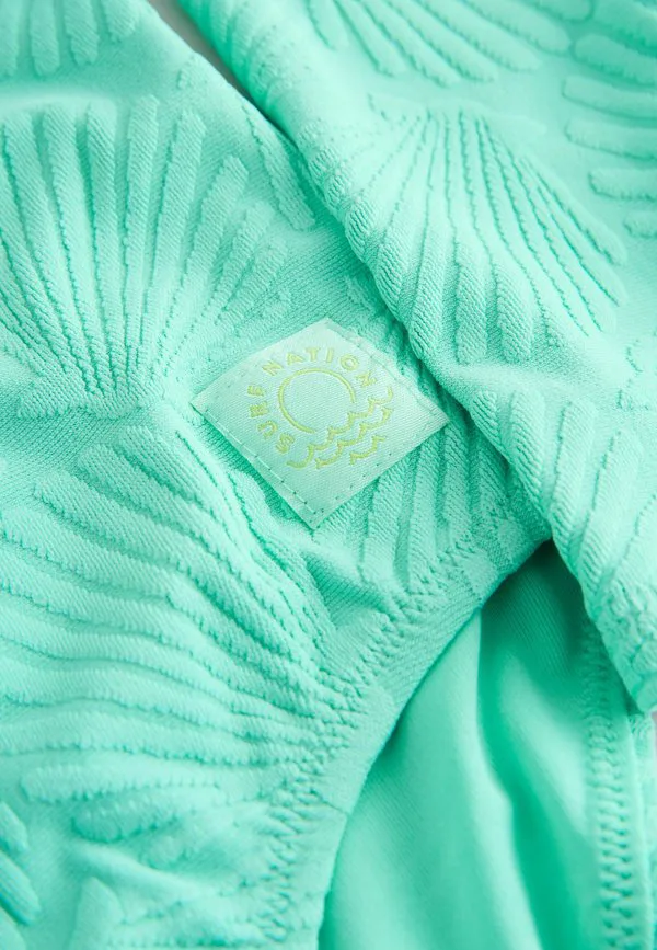 Купальник стандартного кроя с длинными рукавами Next, Mint Green Shell — фото 2