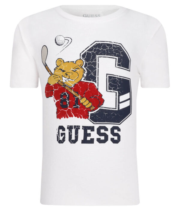 

Футболка детская Guess с хоккейным принтом, белый