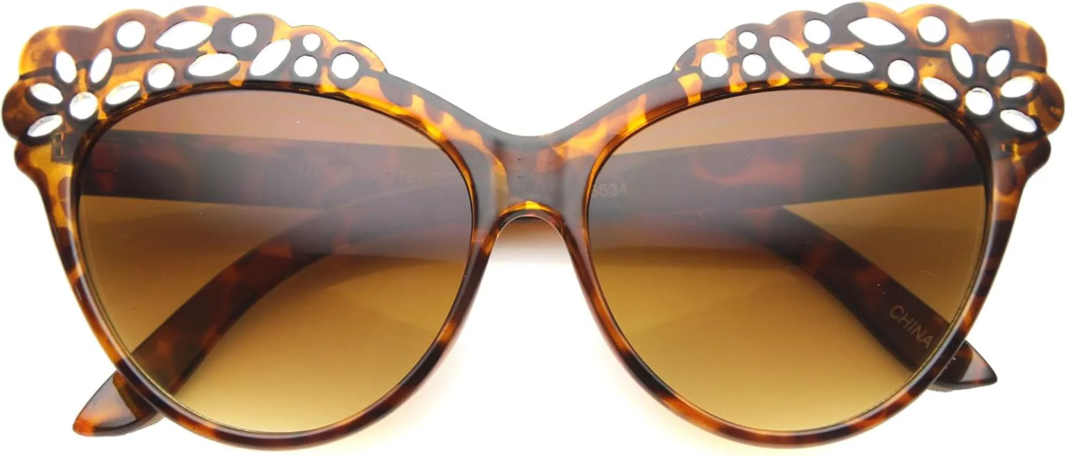 

Женские солнцезащитные очки zeroUV в увеличенном размере с геометрическим узором, вырезанным лазером, в форме «кошачий глаз», диаметр линз 58 мм, Tortoise / Amber