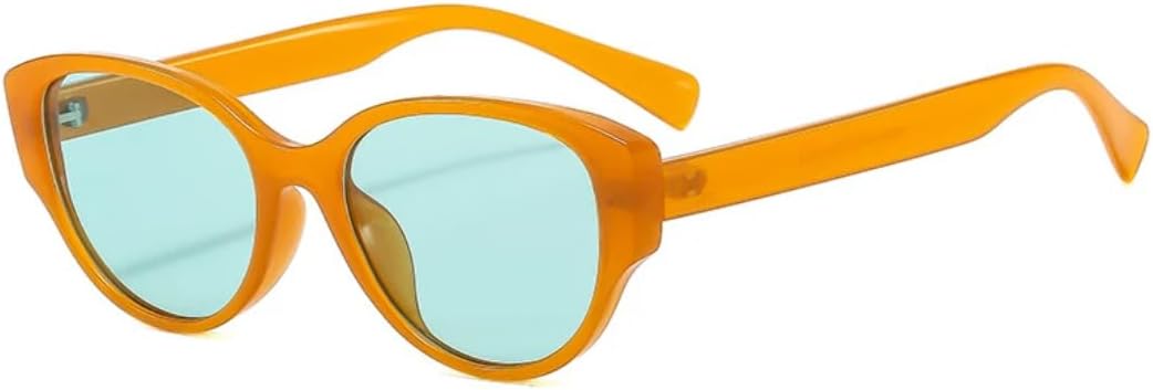 

Винтажные солнцезащитные очки «кошачий глаз» для женщин, маленькая оправа, для мужчин, для активного отдыха, путешествий, вождения, защита от УФ-излучения UV400 TVTBBVV, Orange Green