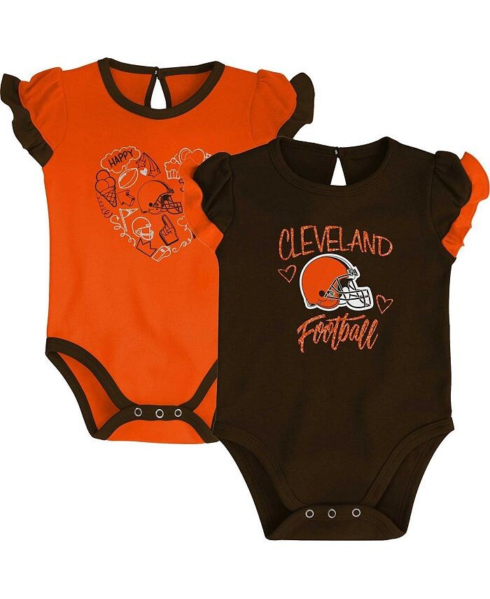 Коричневый, оранжевый комплект боди Cleveland Browns Too Much Love для новорожденных Outerstuff, коричневый/оранжевый — фото 4