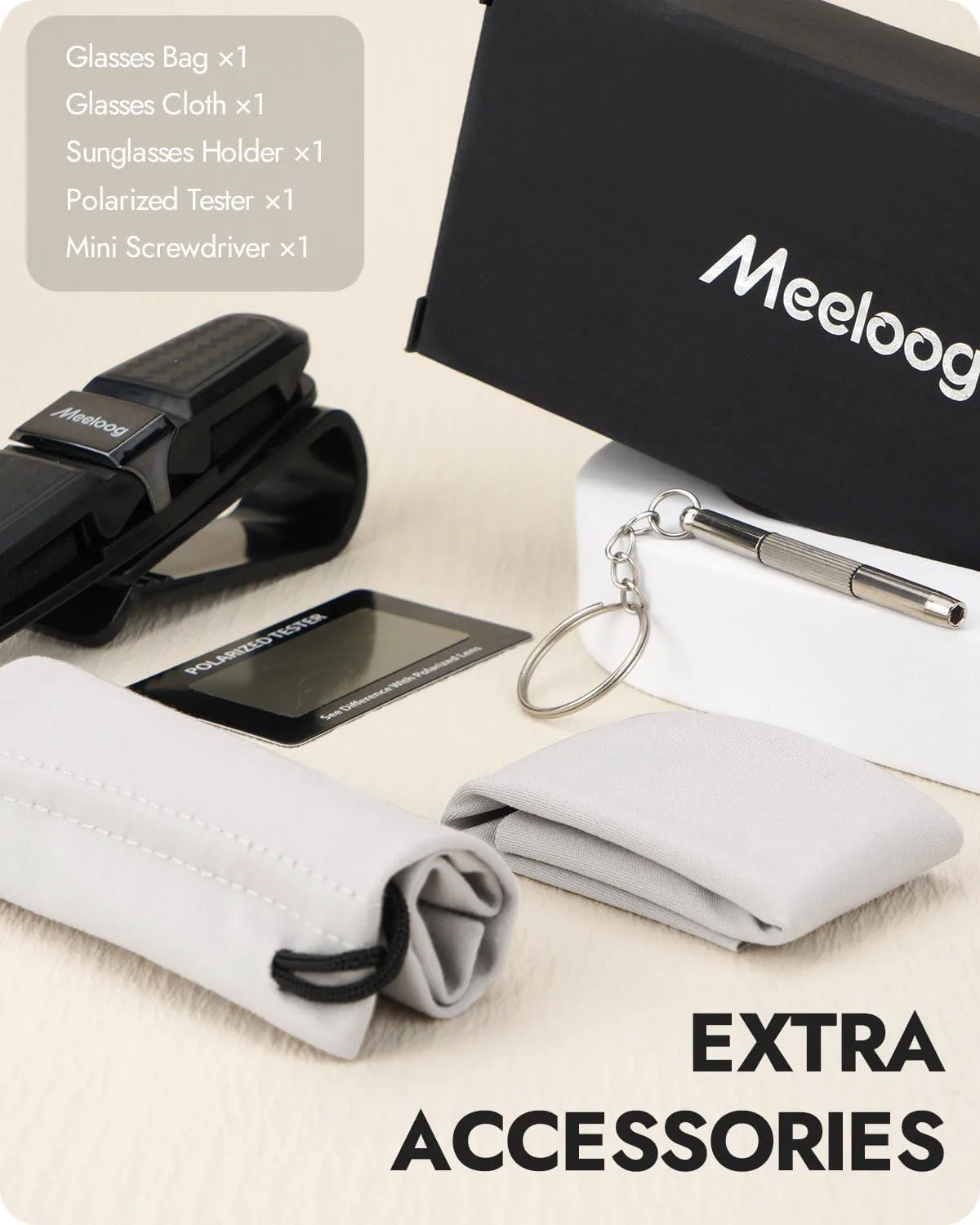 

Солнцезащитные очки Meeloog для женщин, поляризованные, модные, в форме «кошачьих глаз», с защитой от УФ-излучения UV400, модель MST0069, Black Frame Black Lens