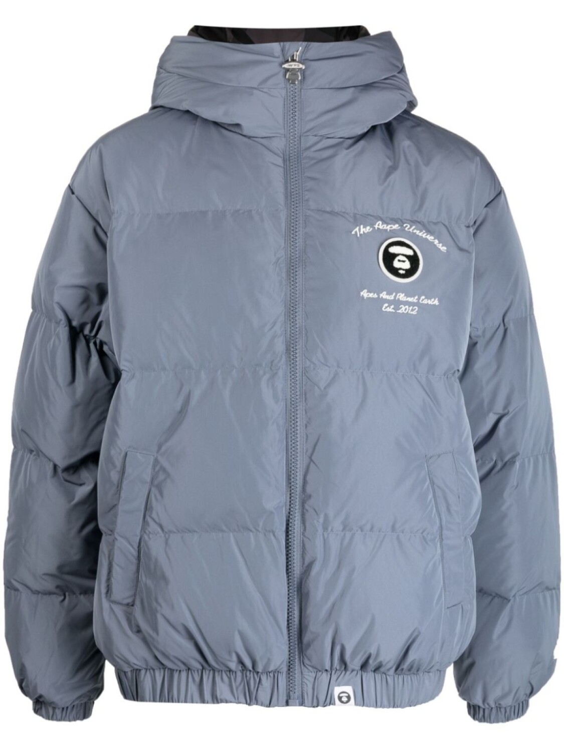 

A Bathing Ape logo-patch hooded padded jacket, синий