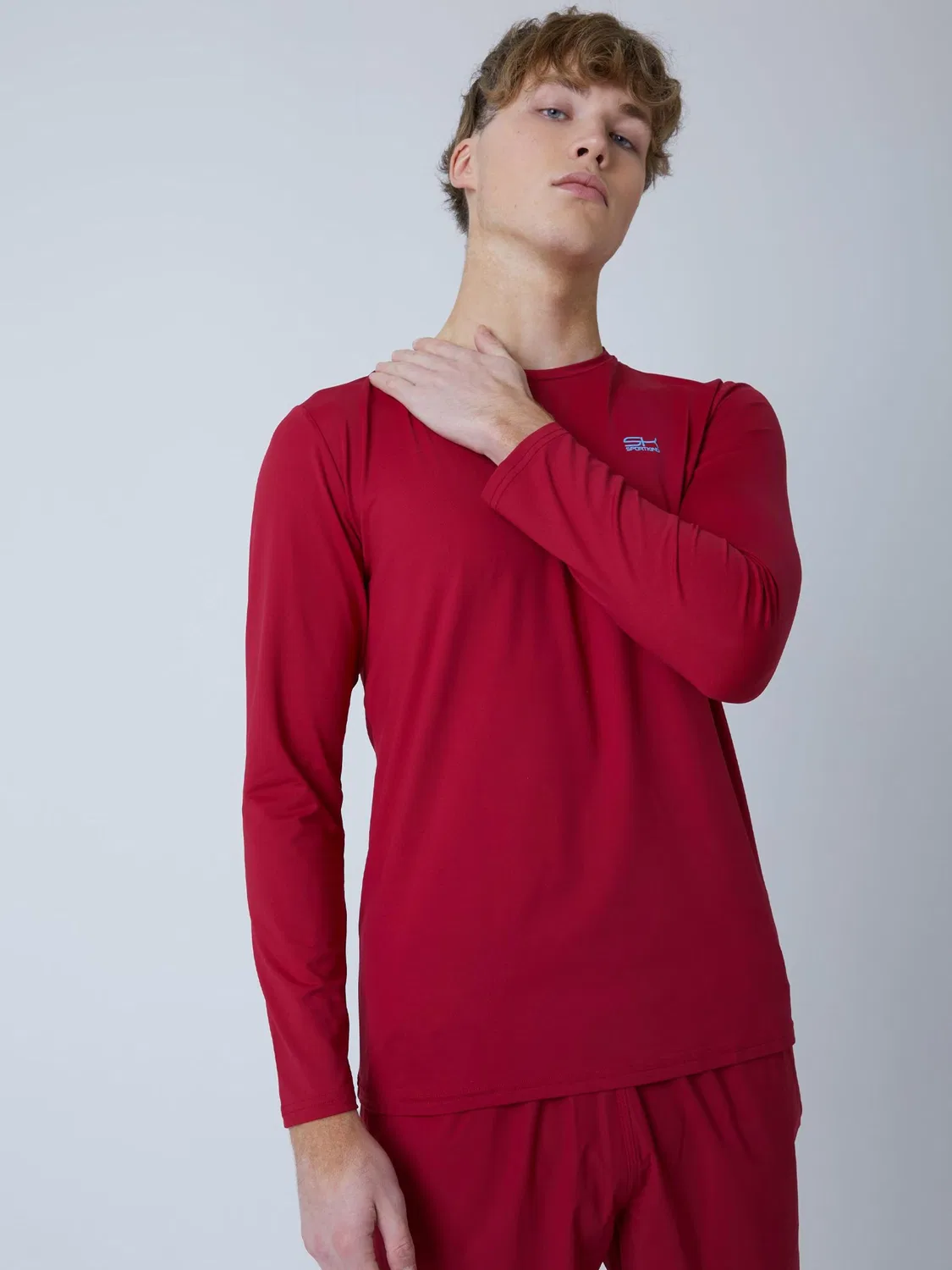 Спортивная футболка Sportkind Performance Shirt Crew Neck Long Sleeve Shirt в бордовом цвете — фото 3