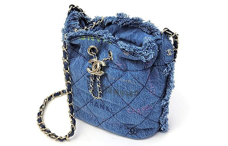 CHANEL Джинсовая ведро сумка, плечевая сумка, кроссбоди маленькая women's blue — фото 3