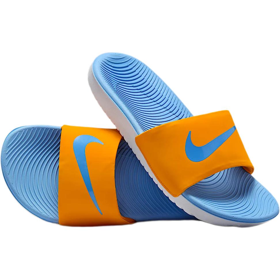 Nike Сандалии Kawa Slip Resistant Abrasion Resistant Low top Kids' Slippers Orange Peel Yellow/White/University Blue Teenagers — фото 4