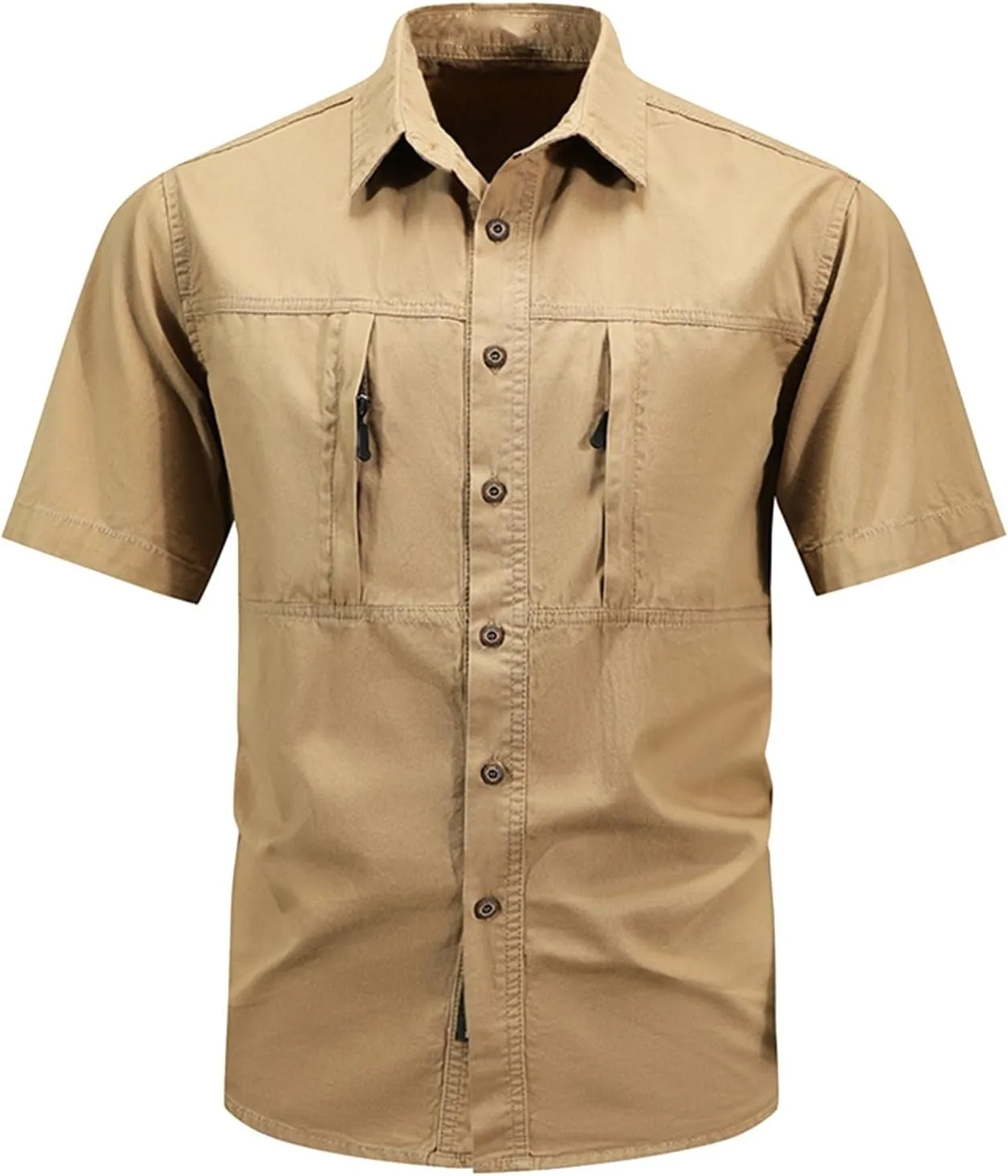 Мужская рубашка Cargo Tactical Outdoor с коротким рукавом, Plus Size, Cotton Twill, Loose Fit