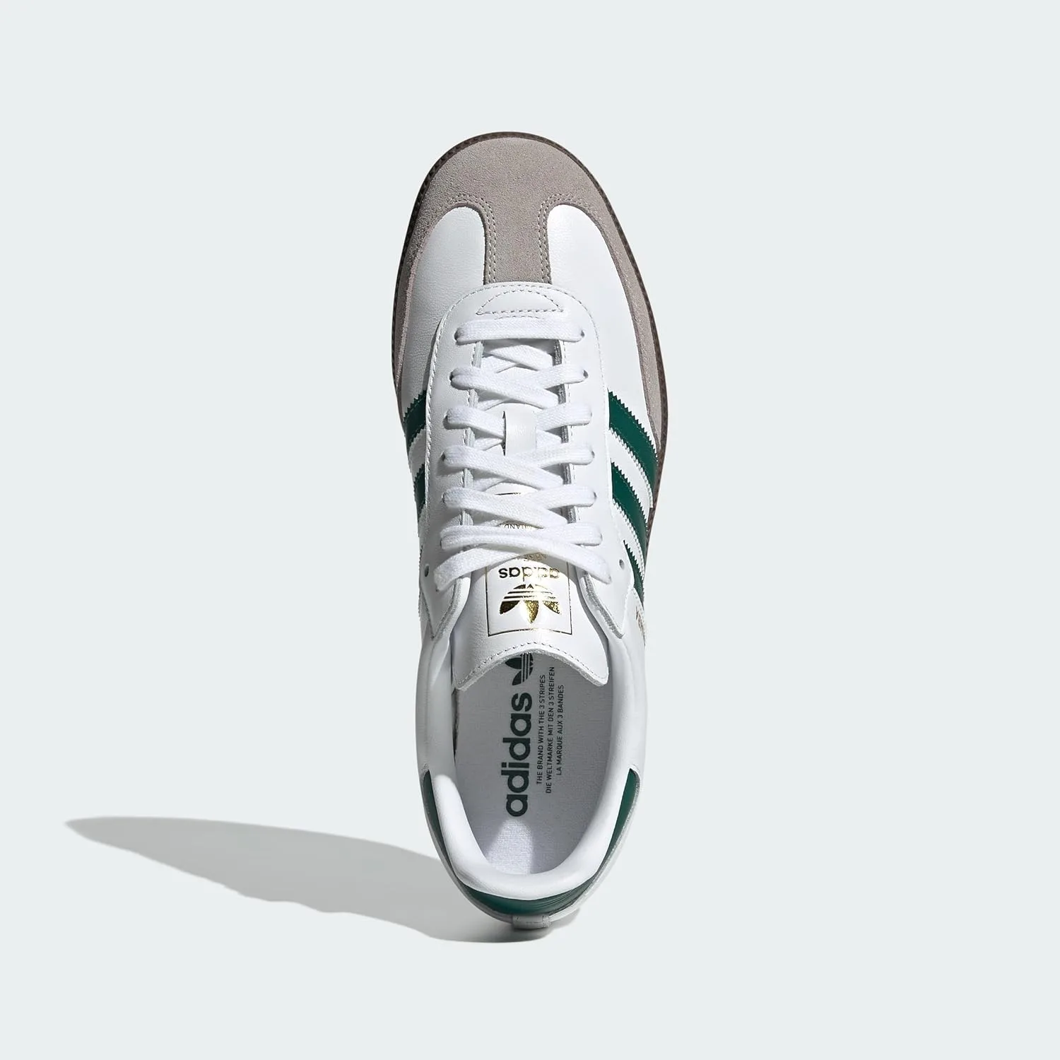 Мужские веганские кроссовки Adidas Samba, белый/зеленый/серый — фото 3