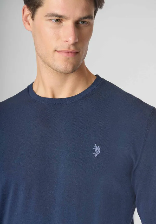 Креповый свитер с круглым вырезом U.S. Polo Assn., Blu — фото 4