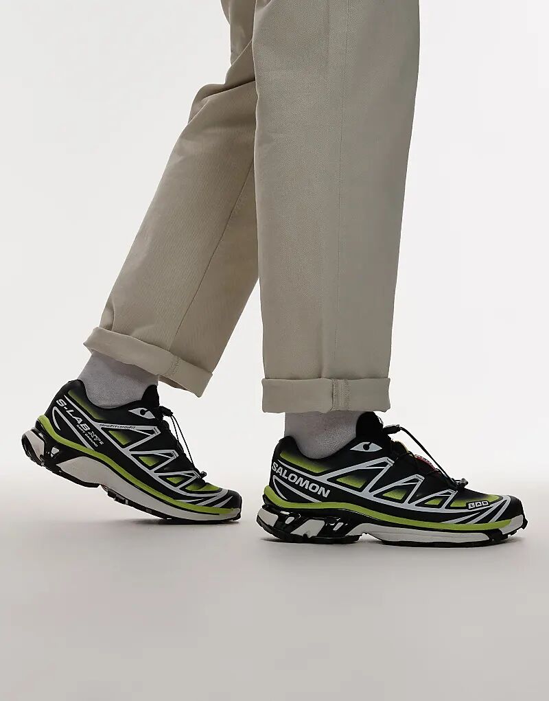 Кроссовки Salomon XT-6 Skyline черного, морского и ярко-зеленого цветов