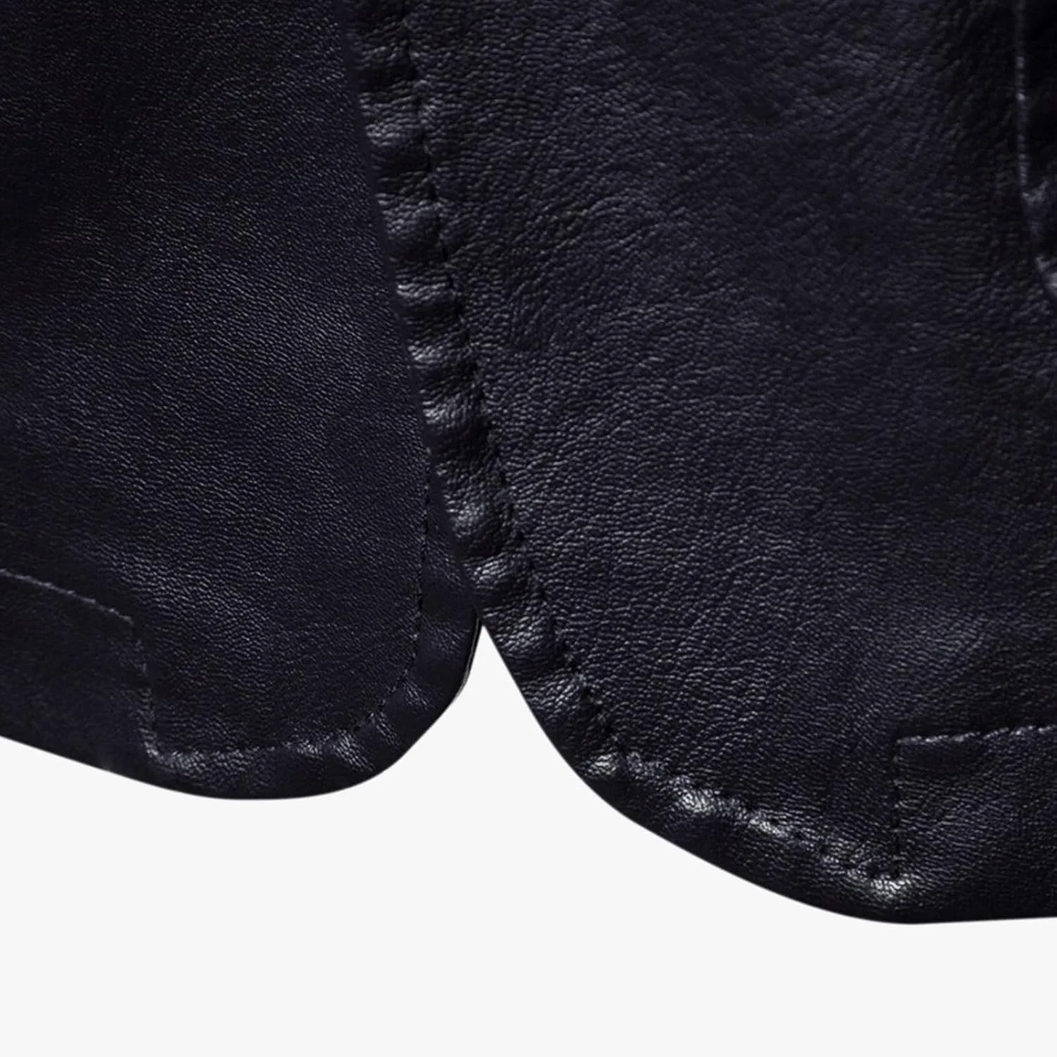 Мужской блейзер из искусственной кожи Slim Fit с двумя пуговицами и карманами Generic, черный — фото 2