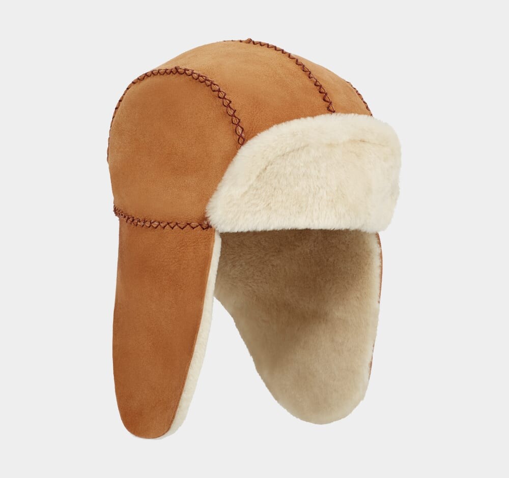 

Шапка Sheepskin Trapper With Stitch UGG, коричневый