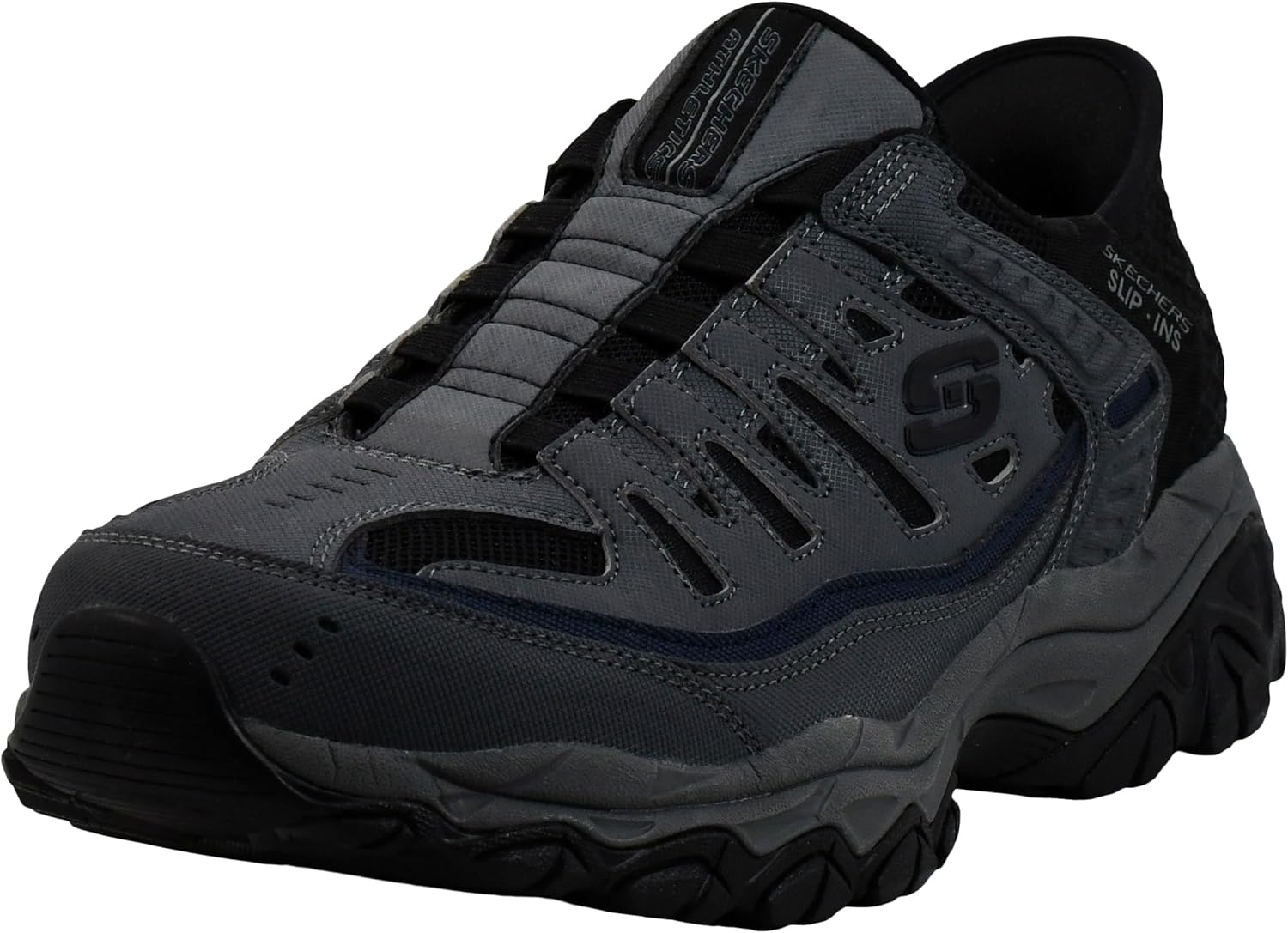

Мужские мокасины Skechers Afterburn M. Fit Ridgeburn без застежек с легким надеванием, Charcoal