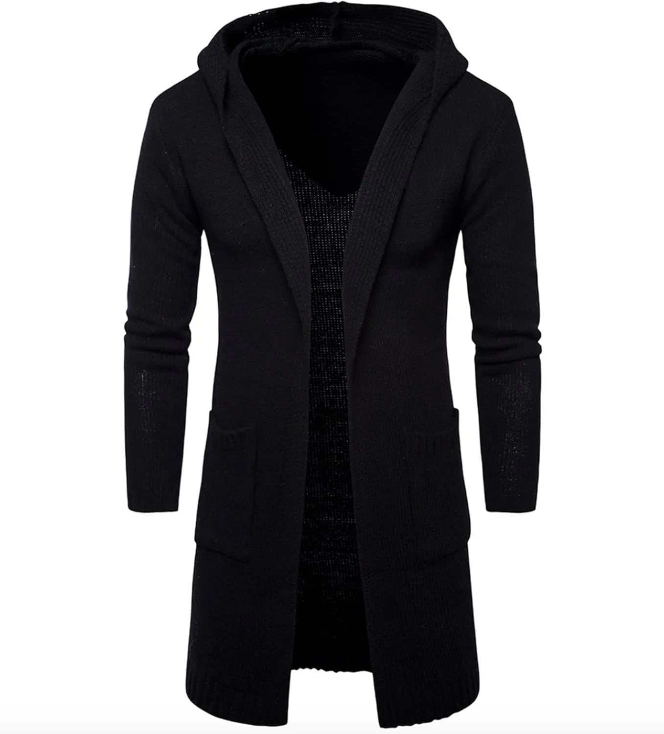 

Мужской кардиган с капюшоном, вязаный, удлиненный Elonglin