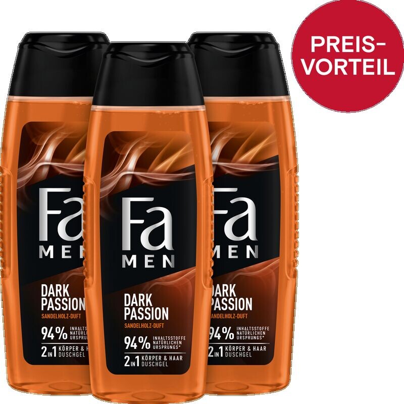 

Гель для душа для тела и волос 2 в 1 Dark Passion, ценный набор Fa, 750 ml