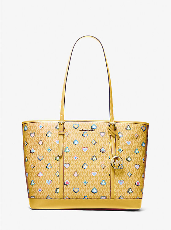 

Большая сумка-шоппер Jet Set с фирменным принтом Michael Kors, желтый