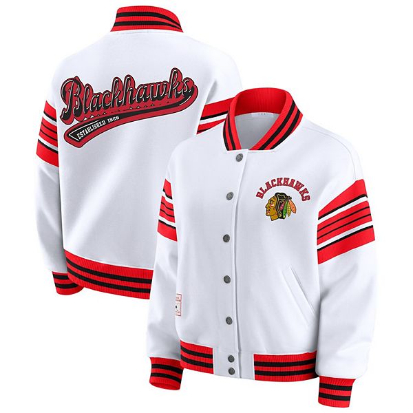 

Женская бело-красная флисовая куртка-толстовка Chicago Blackhawks на молнии Wear By Erin Andrews