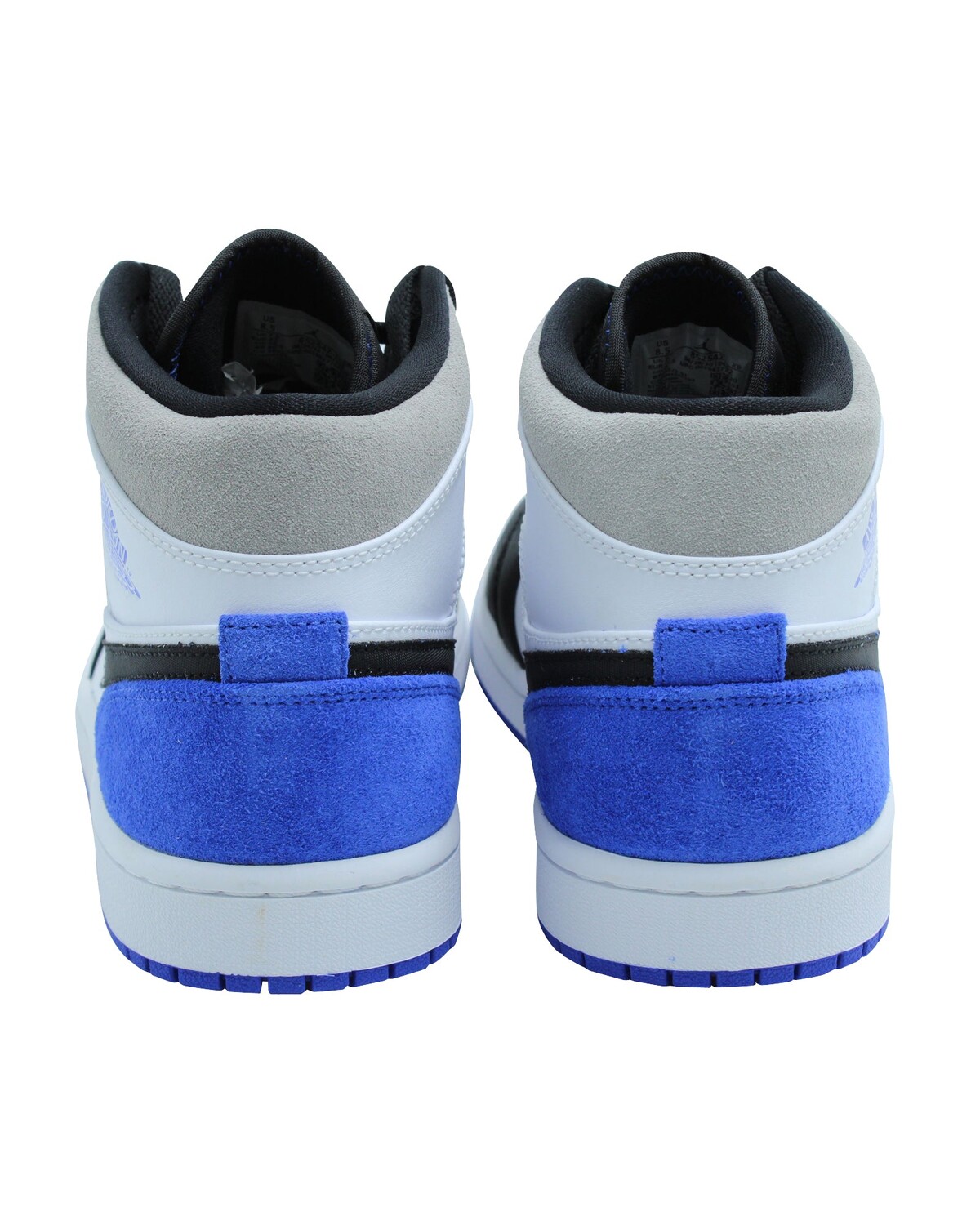 Nike Air Jordan 1 Mid SE из кожи White Hyper и Royal Black, белый — фото 4