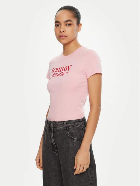 

Облегающая футболка Essential DW0DW19447 Tommy Jeans, розовый