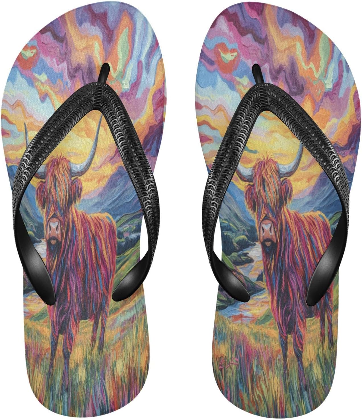 

Разноцветные шлепанцы Highland Cattle для пляжа, душа, резиновые нескользящие летние тапочки для мужчин и женщин для прогулок Sinestour