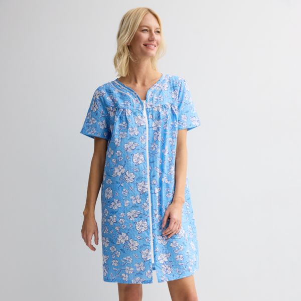 

Женский короткий тканый халат на молнии Croft & Barrow, цвет dogwood floral blue