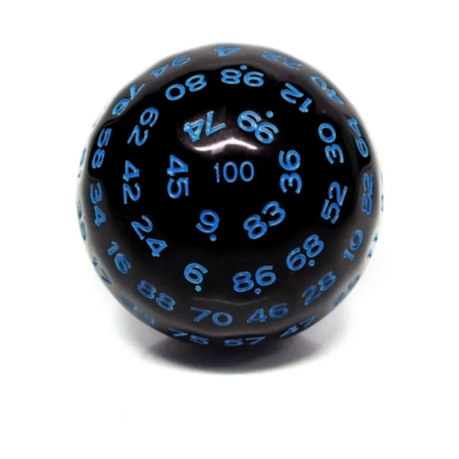 

45мм d100 - Черный с синим, Dice - 35mm, 45mm, & 55mm (Foam Brain Games)