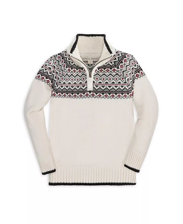 

Детский лонгслив с полузастежкой и регланными рукавами для катания на лыжах Hope & Henry, белый