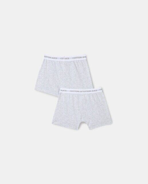 Комплект из 2 однотонных боксеров для мальчиков Cotton Juice, серый — фото 3