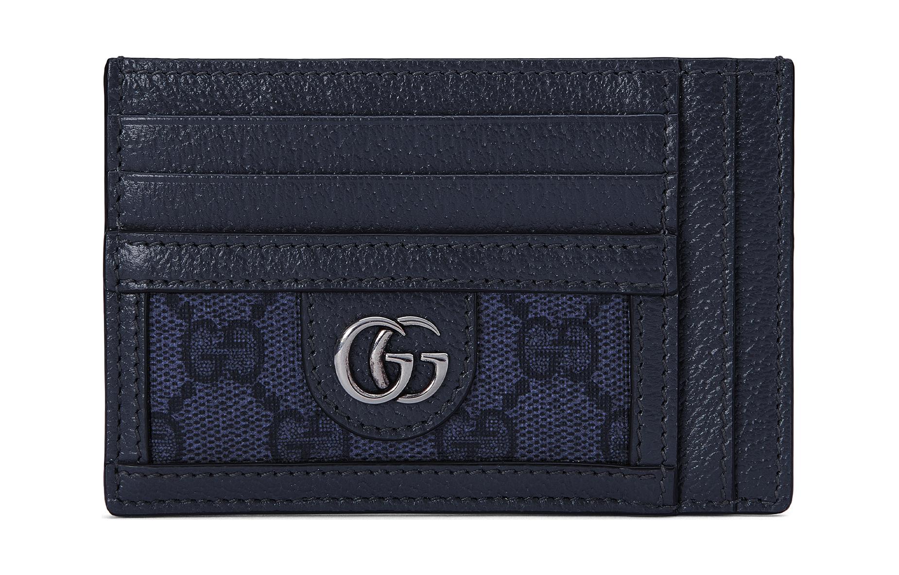 

GUCCI Кожаный картхолдер Ophidia Canvas мужской синий и тёмно-синий