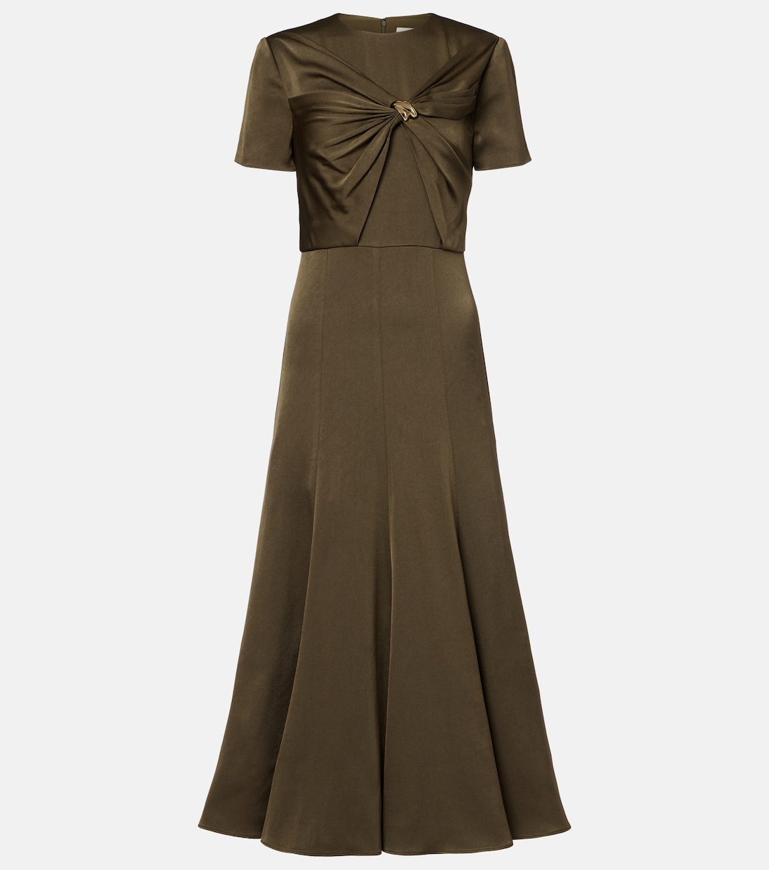 

Собранное платье миди из креп-сатина Roland Mouret, хаки