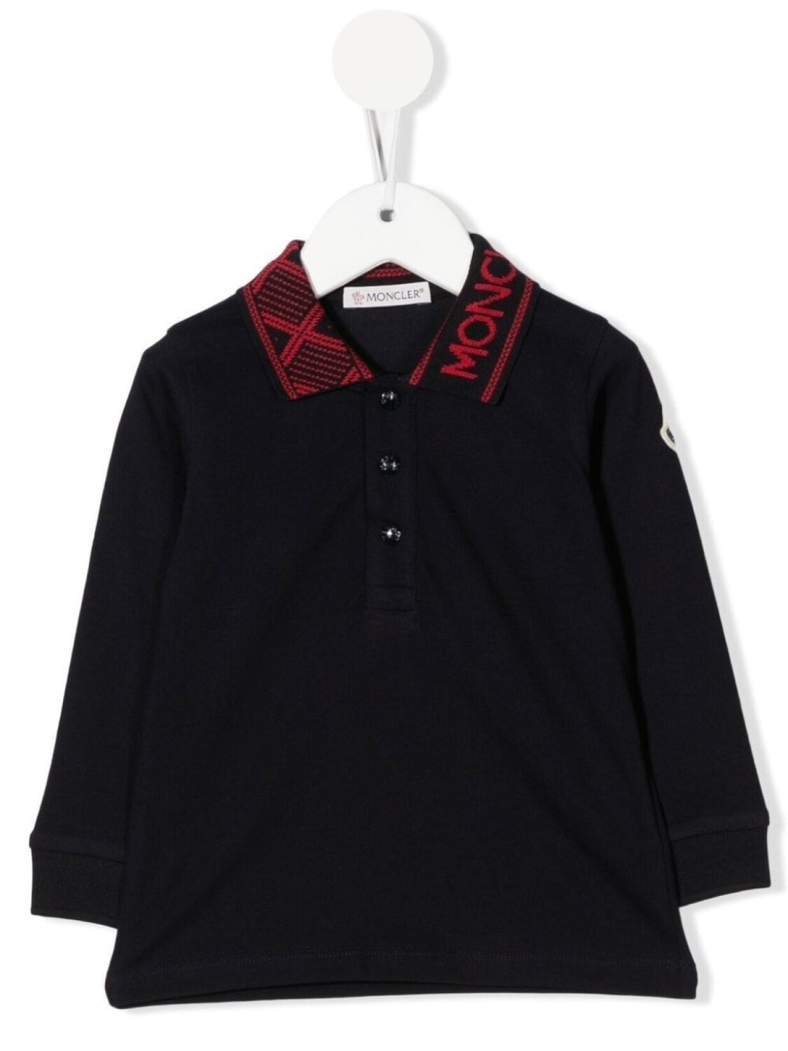 

Moncler Enfant рубашка поло с длинными рукавами и логотипом, синий