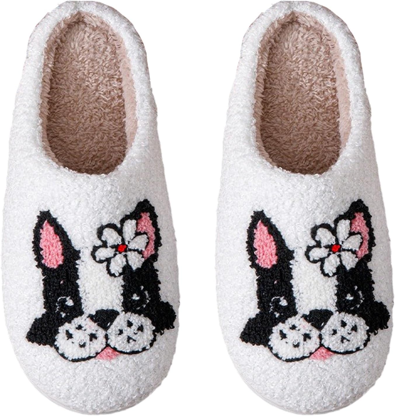 

Женские и мужские домашние тапочки с милым мультяшным дизайном, ретро, мягкие плюшевые, легкие, удобные для ношения дома и на улице, тапочки с противоскользящей подошвой Oukisam, красный