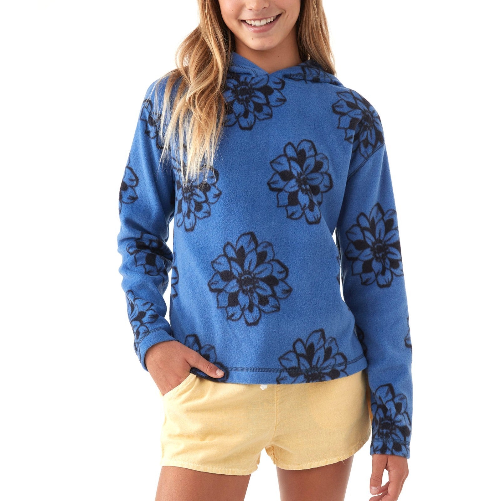 

Толстовка O'Neill Frances с длинными рукавами, голубая, с цветочным принтом, флисовая, GBO223