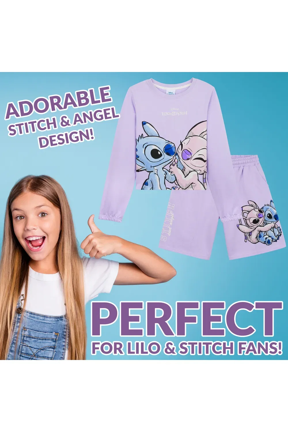 Детский спортивный костюм с принтом Stitch Disney, фиолетовый — фото 3