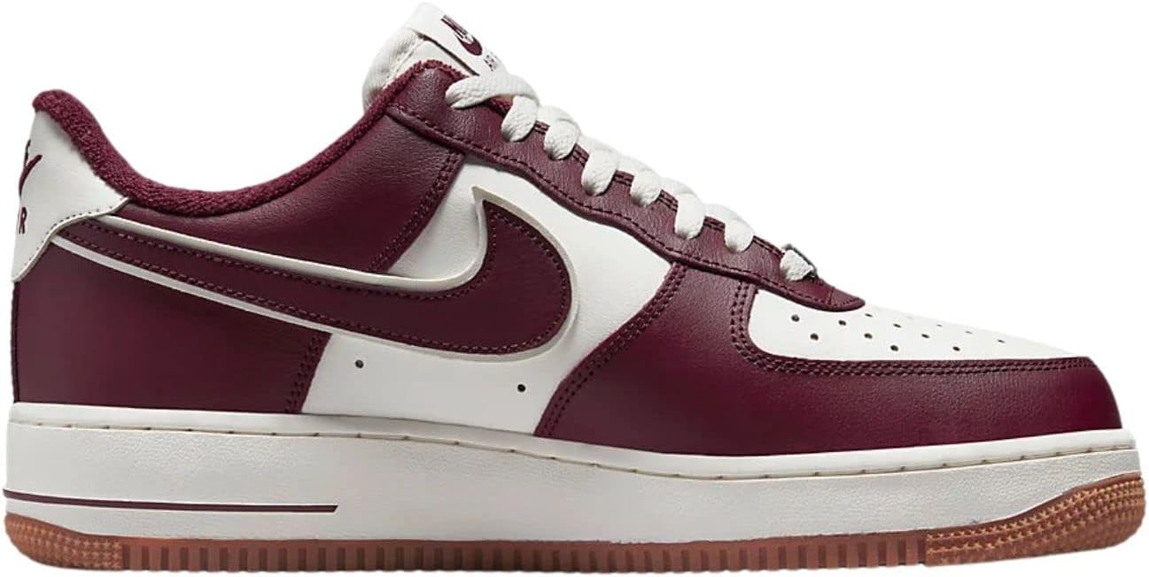 Нижние кроссовки Nike Men's Air Force 1, белый/бордовый — фото 3