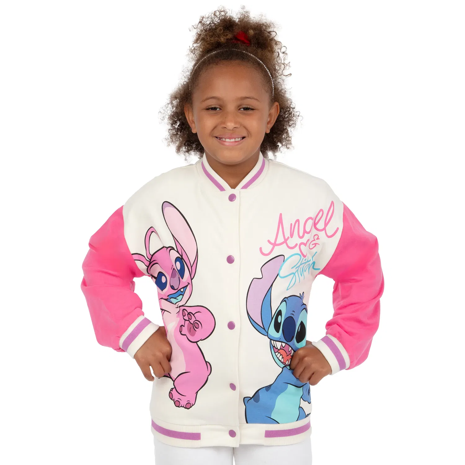 Детская куртка-бомбер Disney Stitch and Angel, розовый — фото 2