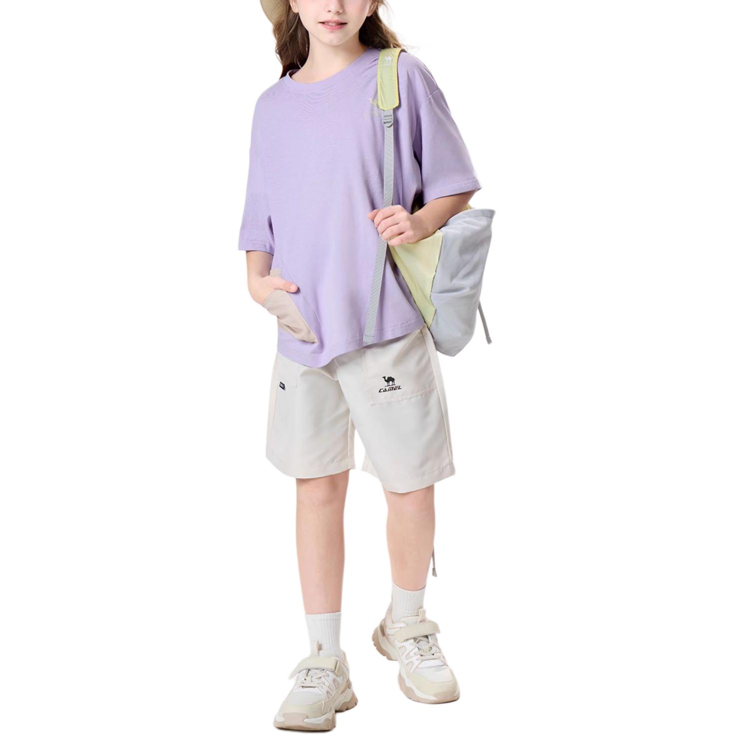 

Футболка детская Crew Neck тонкая CAMEL, misty mountain фиолетовый/milk tea