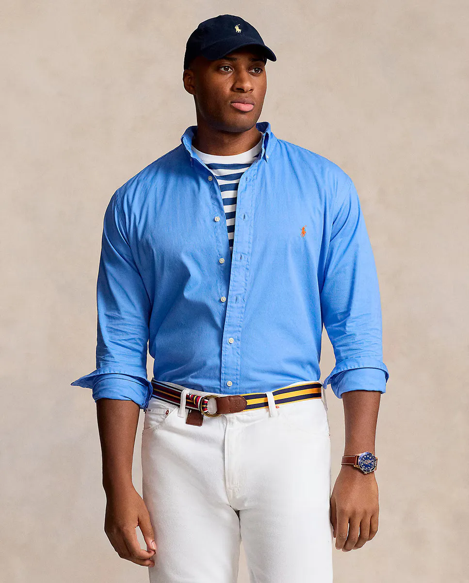 

Мужская рубашка из твила Classic на большие размеры Polo Ralph Lauren, синий