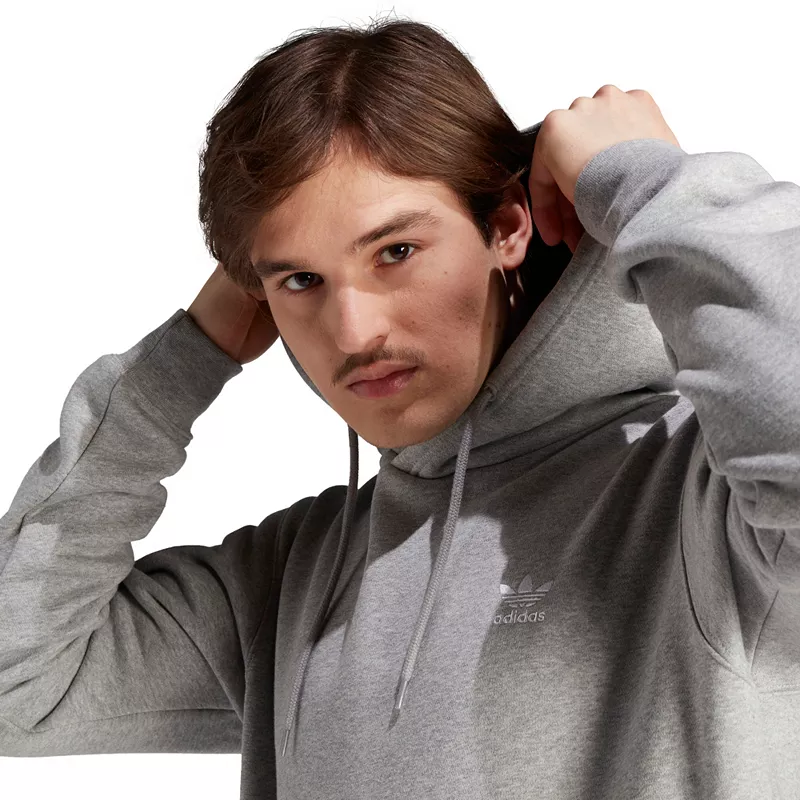 Мужская худи с трилистником Adidas Originals Adicolor Essentials, цвет Medium Grey Heather — фото 2