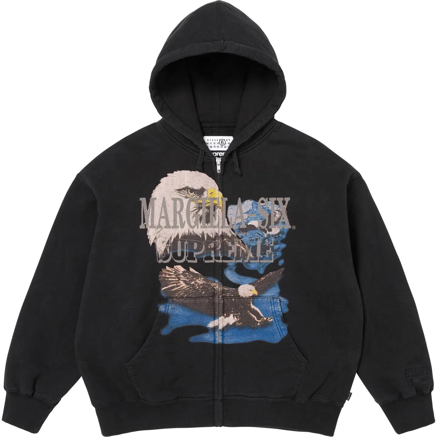 Толстовка с капюшоном на молнии x MM6 Maison Margiela SS26 WEEK4 Eagle Unisex Supreme, Black