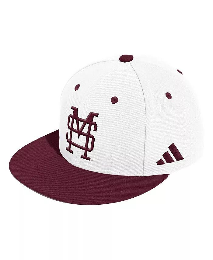 

Мужская белая бейсбольная бейсболка Mississippi State Bulldogs Adidas, белый