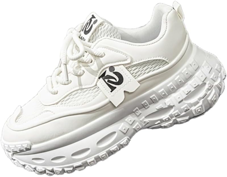 

Мужские дышащие кроссовки из сетки - легкие, с утолщенной амортизирующей подошвой, низкий верх с шнуровкой, подходят для прогулок, бега и повседневной носки весной/летом Clolinde, белый