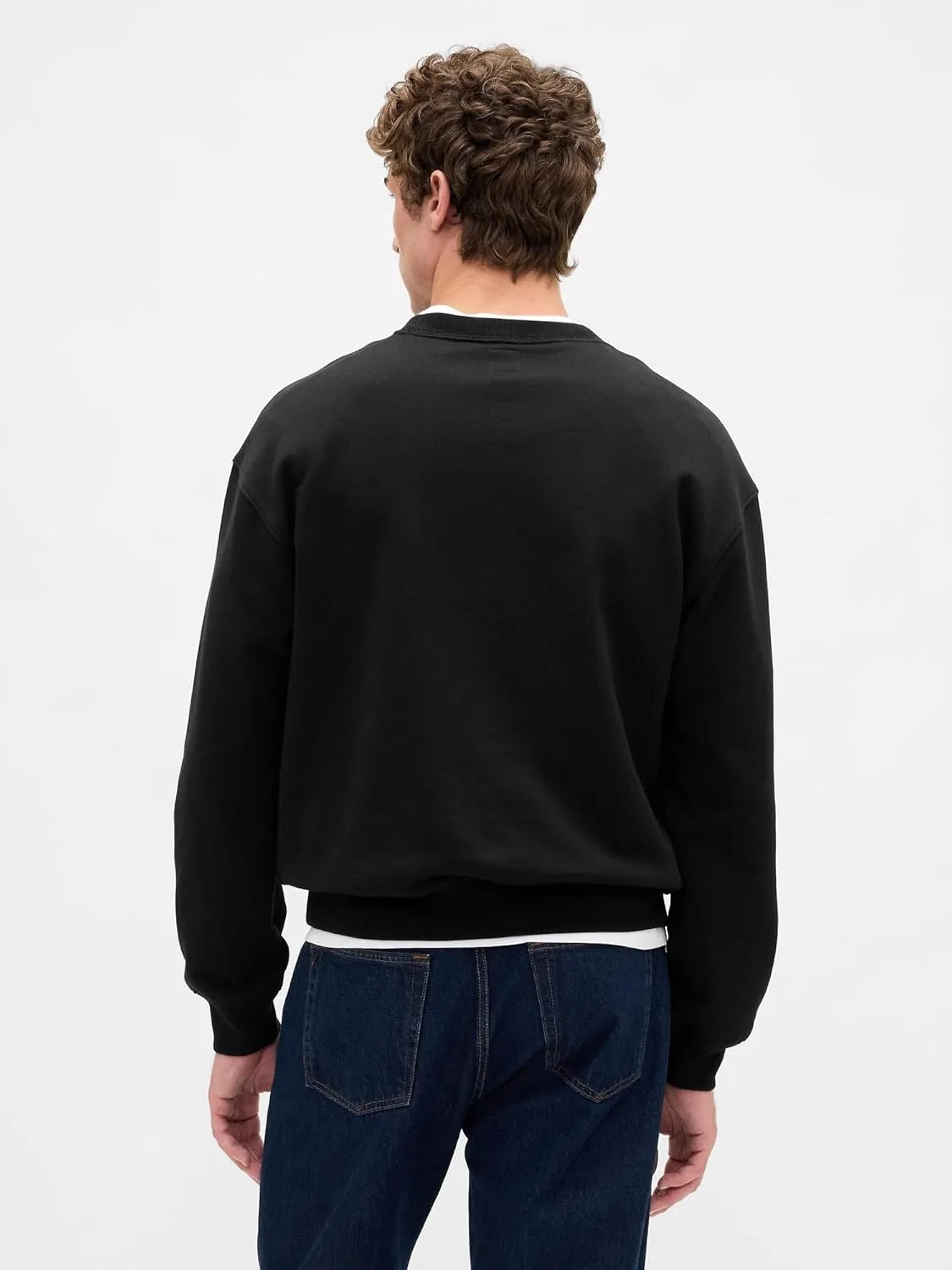 Толстовка GAP Men's Logo Crewneck Fleece, черный — фото 3