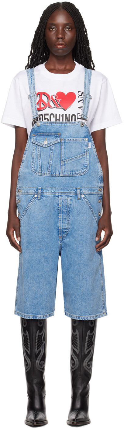 

Синий джинсовый комбинезон с карманами Moschino Jeans